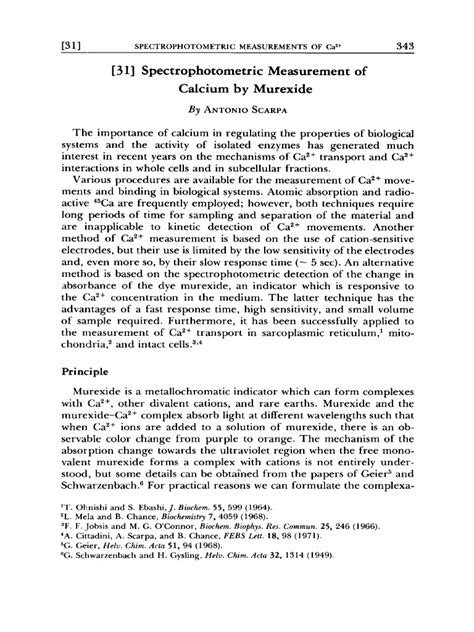 [31] Spectrophotometric measurement of calcium by murexide.